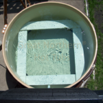 Bird's-eye view of a cedar hot tub with ample seating for a comfortable and relaxing experience